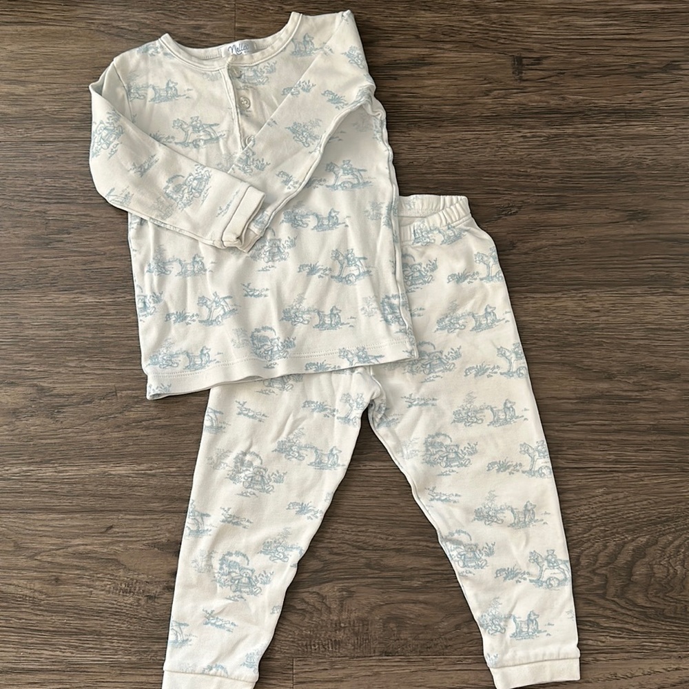 Nella Pima blue wallpaper pajamas